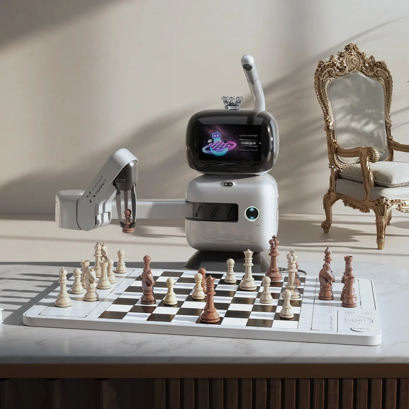 SenseRobot Chess на мраморном столе