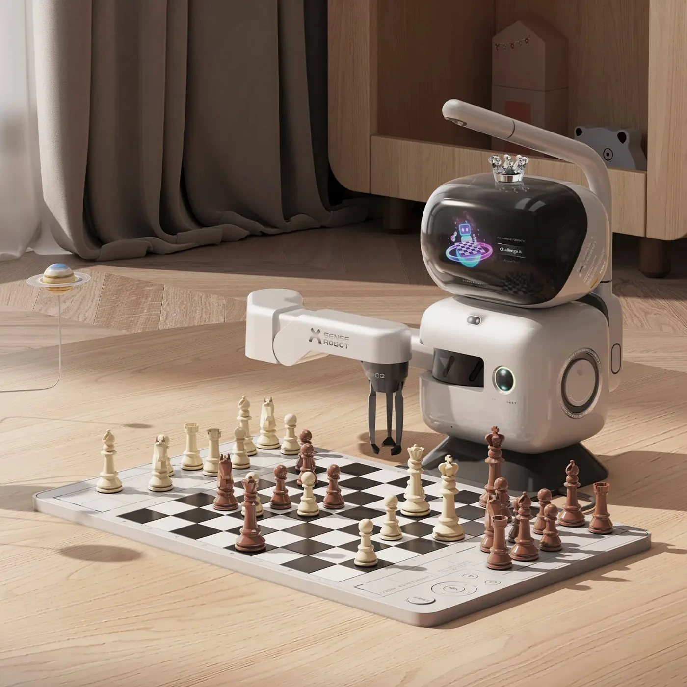 SenseRobot Chess на полу в гостиной
